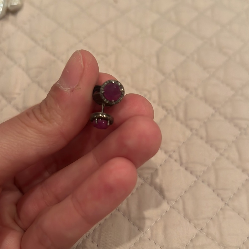 Ruby And Diamond Studs Overs Silver - image 2